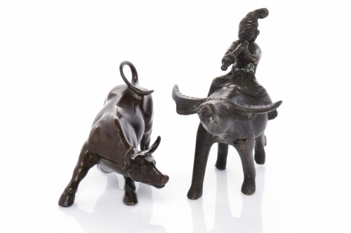Lot 234 - TWO MID 20TH CENTURY BRONZE EASTERN BULL...