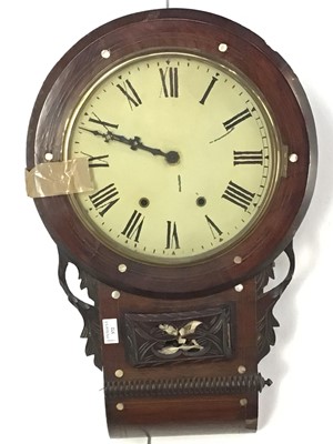 Lot 372 - VICTORIAN INLAID ROSEWOOD WALL CLOCK