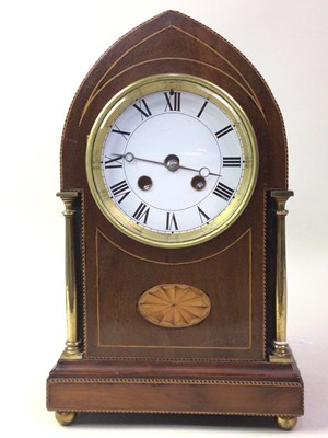 Lot 383 - EDWARDIAN INLAID MAHOGANY MANTEL CLOCK