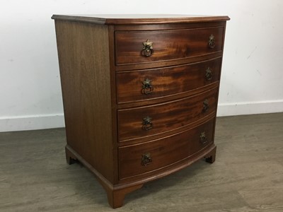 Lot 405 - VICTORIAN STYLE MAHOGANY STAINED BOW FRONT CHEST