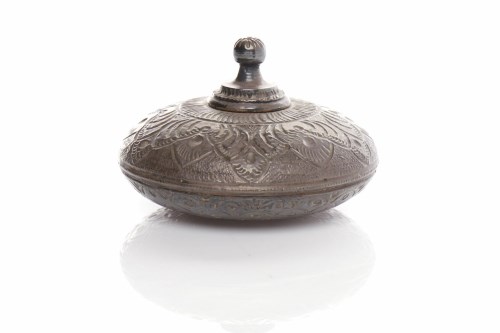 Lot 259 - SMALL 20TH CENTURY INDIAN SILVER JAR WITH LID...