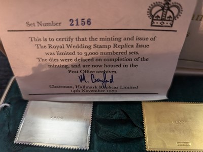 Lot 932 - HRH THE PRINCESS ANNE & CAPTAIN MARK PHILLIPS, THE ROYAL WEDDING STAMP REPLICAS