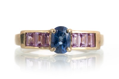 Lot 606 - PINK AND BLUE SAPPHIRE DRESS RING