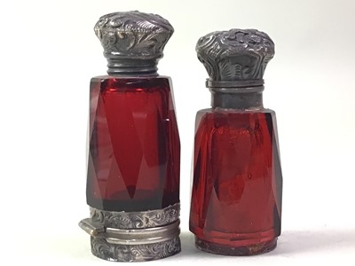 Lot 500 - VICTORIAN RUBY GLASS DOUBLE SCENT BOTTLE