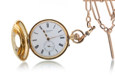 Lot 812 - EIGHTEEN CARAT GOLD HALF HUNTER POCKET WATCH