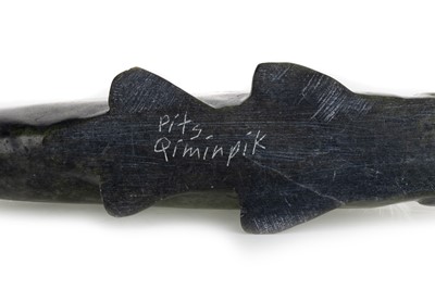 Lot 566 - PITS QIMIRPIK (INDIGENOUS CANADIAN, 1986-), INUIT FOLK ART SOAPSTONE CARVING OF A FISH