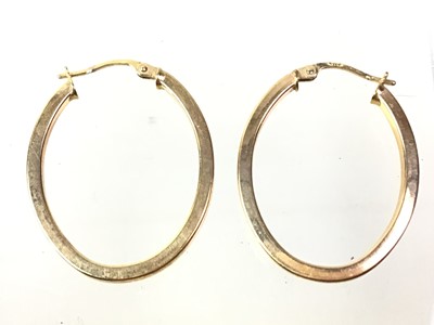 Lot 653 - PAIR OF NINE CARAT GOLD HOOP EARRINGS