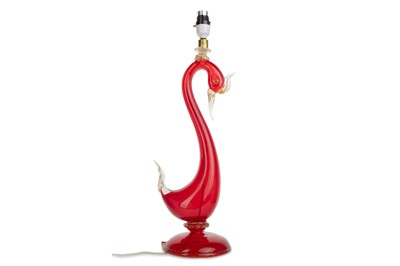 Lot 578 - MURANO RUBY GLASS TABLE LAMP