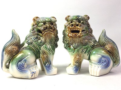 Lot 675 - PAIR OF CHINESE CERAMIC FOO DOGS