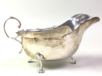 Lot 592 - SILVER SAUCE BOAT