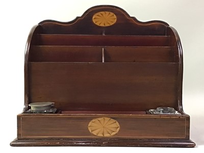 Lot 703 - EDWARDIAN MAHOGANY STATIONERY RACK