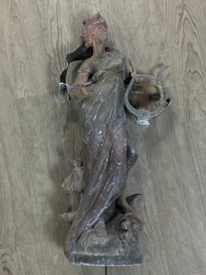 Lot 641 - SPELTER FIGURE OF A WOMAN