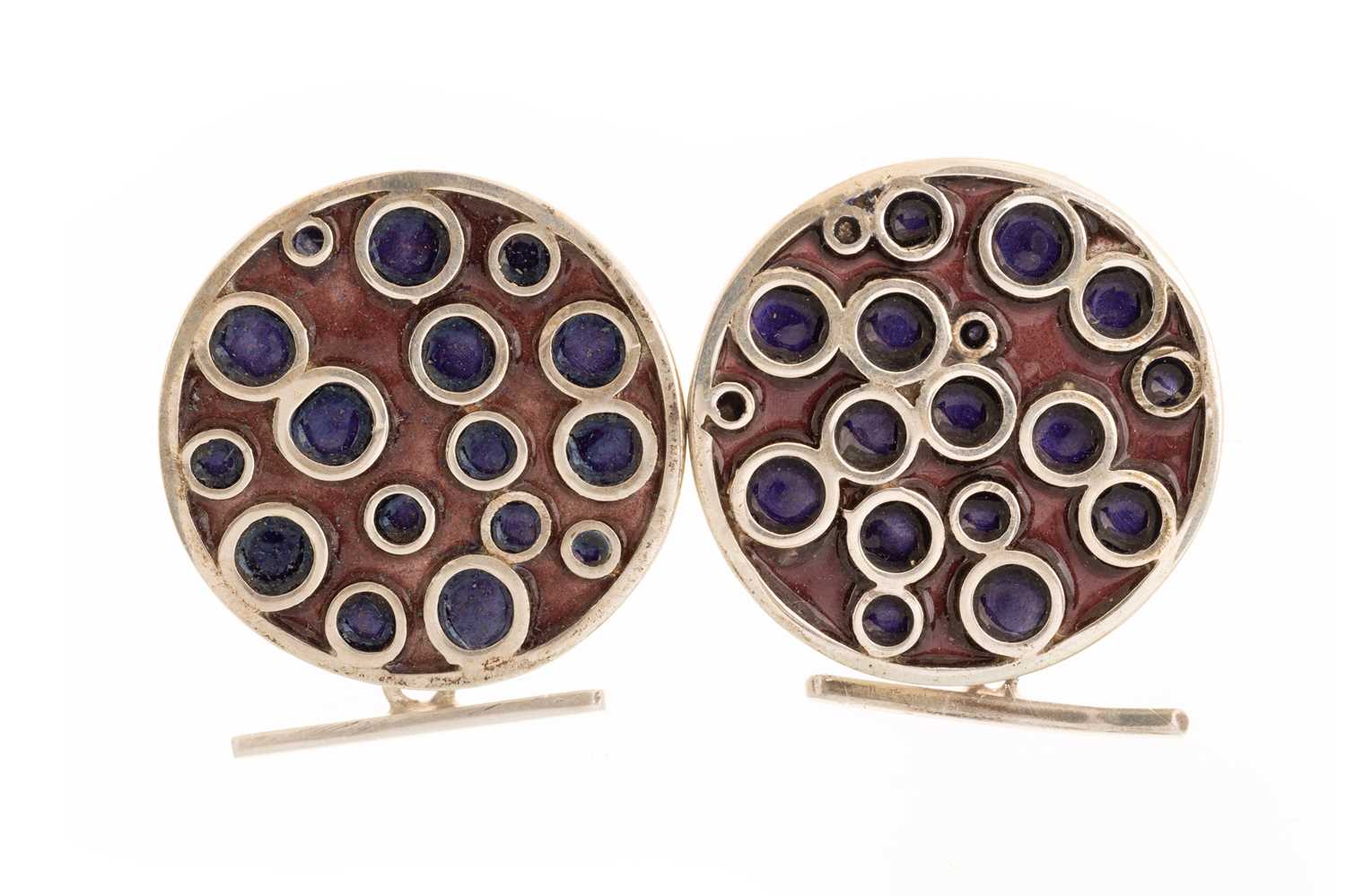 Lot 414 - PAIR OF NORMAN GRANT ENAMELLED CUFFLINKS