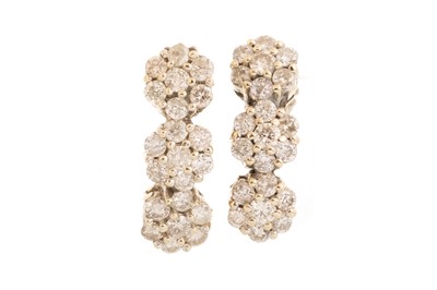 Lot 652 - PAIR OF DIAMOND CLUSTER EARRINGS