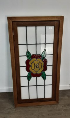 Lot 738 - STAINED AND LEADED GLASS WINDOW