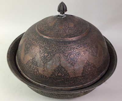 Lot 1400 - PERSIAN COPPER LIDDED DISH