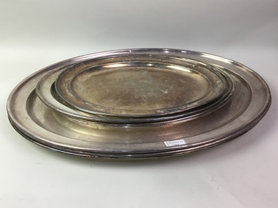 Lot 761 - SEVEN SILVER PLATED OVAL SERVING TRAYS