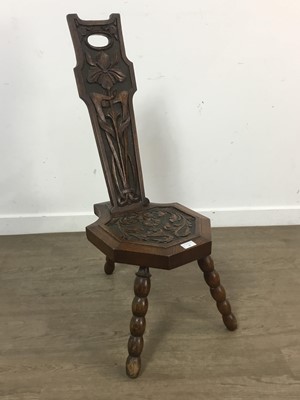 Lot 64 - VICTORIAN CARVED OAK SPINNING CHAIR