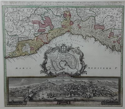 Lot 48 - 17TH CENTURY HAND COLOURED MAP OF THE GULF OF GENOA