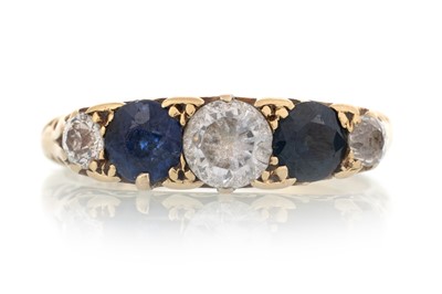 Lot 662 - SAPPHIRE, DIAMOND AND GEM FIVE STONE RING