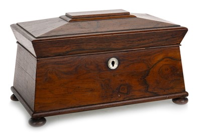 Lot 584 - VICTORIAN ROSEWOOD TEA CADDY