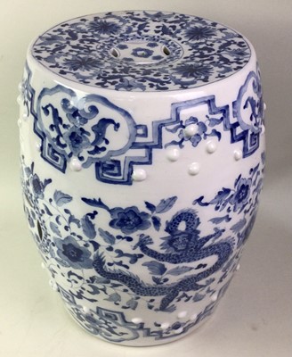 Lot 1417 - CHINESE BLUE AND WHITE GARDEN SEAT