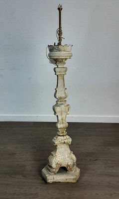 Lot 14 - CARVED ROCOCO FRENCH STYLE WOODEN CANDLE STAND