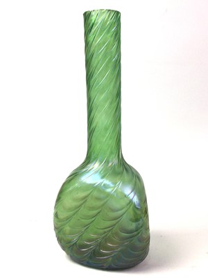 Lot 18 - LOETZ STYLE GREEN IRIDESCENT GLASS VASE