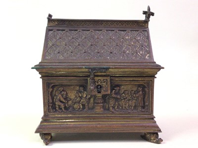 Lot 38 - GOTHIC REVIVAL BRASS RELIQUARY CASKET