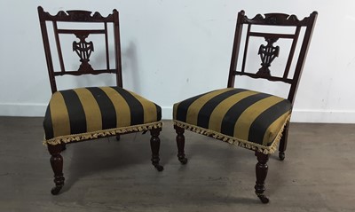 Lot 198 - PAIR OF EDWARDIAN MAHOGANY PARLOUR CHAIRS