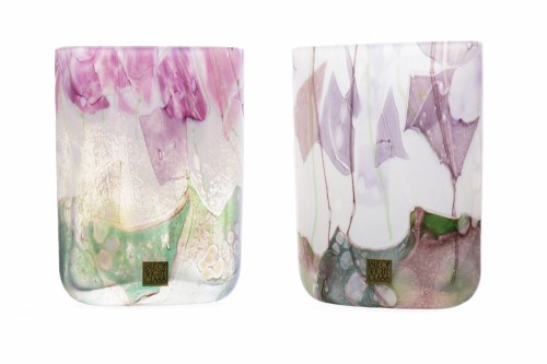 Lot 430 - TWO ISLE OF WIGHT IRIDESCENT GLASS VASES each...