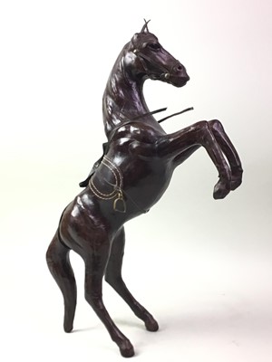 Lot 281 - PAIR OF LEATHER MODELS OF HORSES