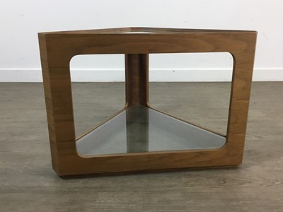 Lot 592 - WALNUT TRIANGULAR LAMP TABLE