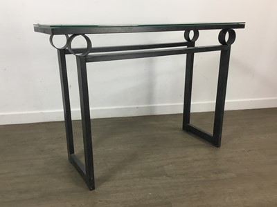 Lot 225 - MODERN WROUGHT METAL CONSOL TABLE