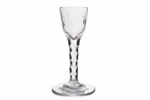 Lot 443 - LATER 18TH CENTURY WINE GLASS with round...