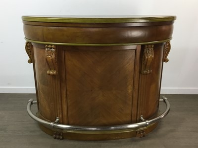 Lot 600 - WALNUT DEMI-LUNE CASINO COCKTAIL BAR