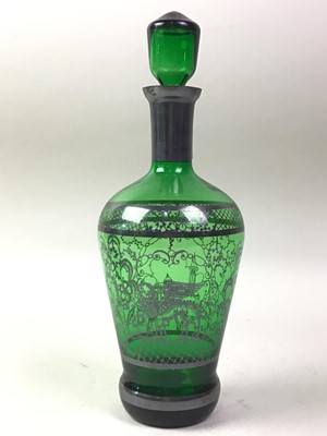 Lot 333 - GREEN GLASS LIQUEUR SET