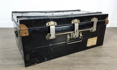 Lot 241 - VINTAGE METAL BOUND TRAVEL TRUNK