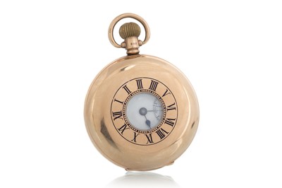 Lot 820 - NINE CARAT GOLD HALF HUNTER POCKET WATCH