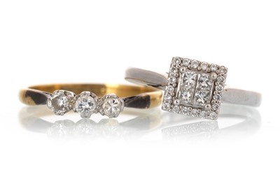 Lot 705 - TWO DIAMOND DRESS RINGS