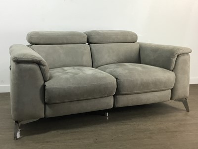 Lot 399 - PAIR OF MODERN GREY SUEDE SETTEES