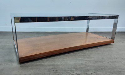 Lot 605 - MERROW ASSOCIATES, TEAK AND CHROME COFFEE TABLE