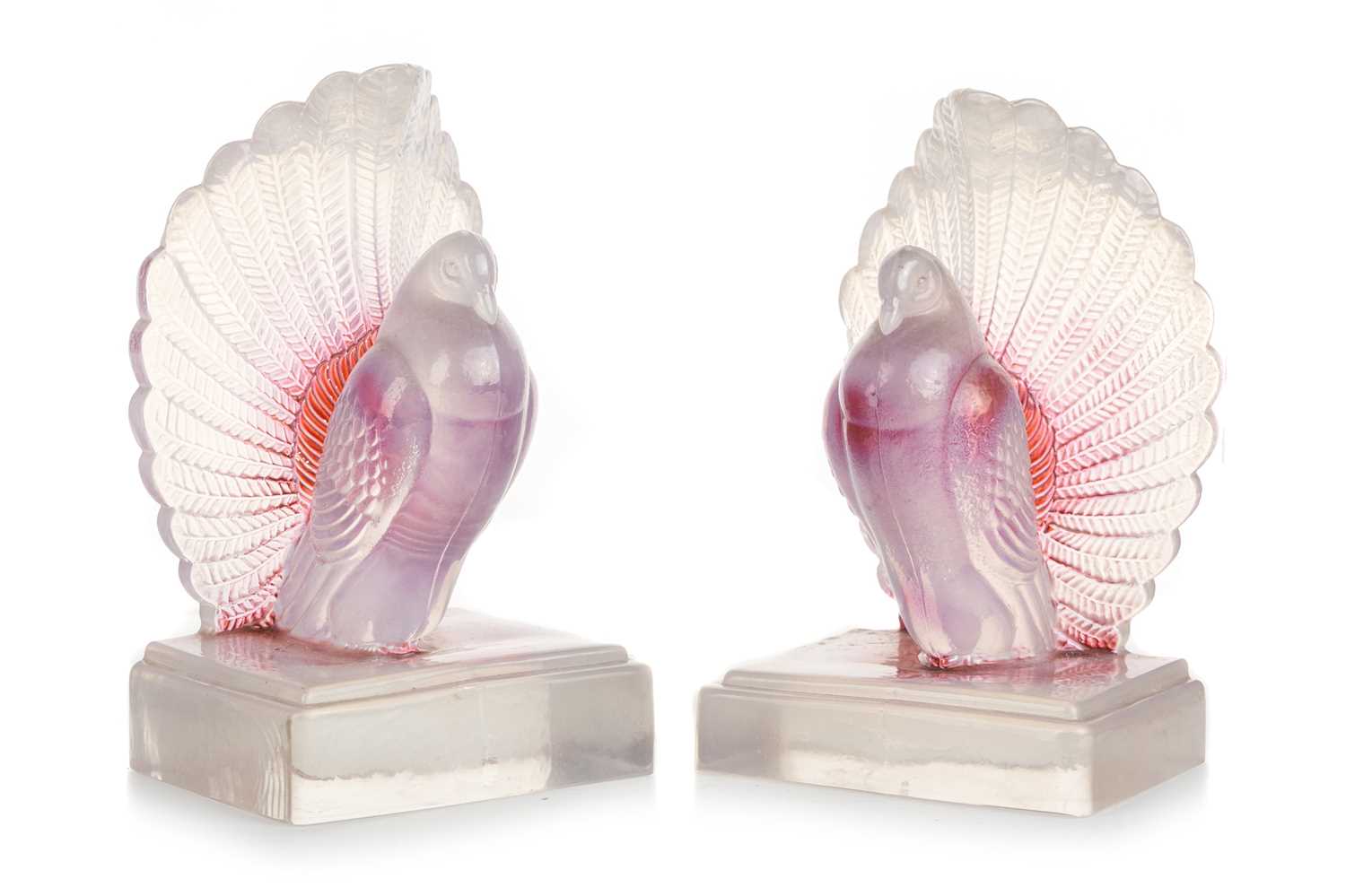 Lot 612 - PAIR OF CZECHOSLOVAKIAN ART DECO GLASS BOOKENDS