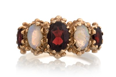 Lot 756 - VICTORIAN STYLE GARNET AND OPAL RING