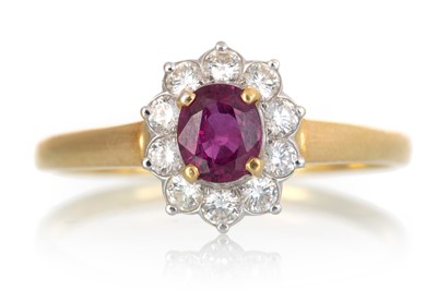 Lot 759 - RUBY AND DIAMOND CLUSTER RING