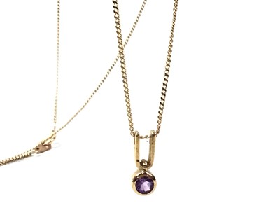 Lot 467 - AMETHYST PENDANT ON CHAIN