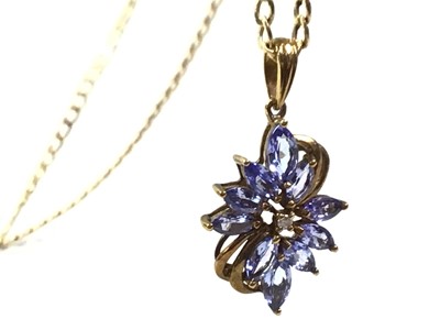 Lot 471 - GEM STONE AND DIAMOND PENDANT ON CHAIN