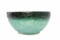 Lot 473 - MONART GLASS BOWL with mottled green and black...