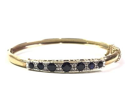 Lot 496 - SAPPHIRE AND DIAMOND BANGLE