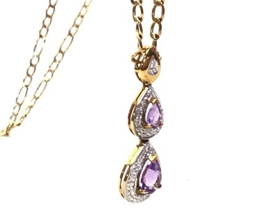 Lot 505 - GEM STONE AND AMETHYST PENDANT AND PAIR OF EARRINGS